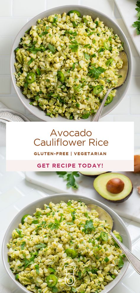 Recipe For A Crowd, Cauliflower Side Dish, Cauliflower Rice Recipe, Fast Dinners, Gluten Free Rice, 140 Pounds, Avocado Recipes, Food For A Crowd, Rice Recipe