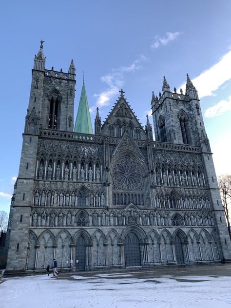 Nidaros Cathedral, Trondheim, Norway #travel #architecture #church #facade Minecraft Cathedral, Nidaros Cathedral, Norway Architecture, Trondheim Norway, Stone Buildings, Travel Architecture, Cathedral Wedding, Senior Trip, Norway Travel