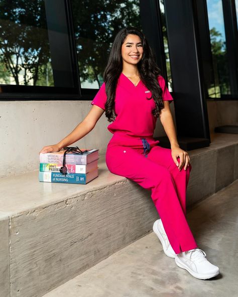 I’m a Registered Nurse! 🩺🩷 I accepted a position at my dream hospital and will begin my residency later this year in Obstetrics and Gynecology. So excited for this new chapter of my life, thanks be to God and my angel on earth @mydalis.lugo for getting me this far! Photoshoot In Scrubs, Scrub Pictures, Pink Scrubs Aesthetic, Cute Nursing Outfits, Scrub Photoshoot, Nurse Scrubs Outfits, Nursing Fits, Nurse Outfits, Nursing Pictures