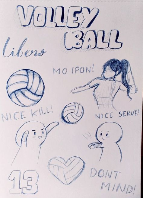 guysss feel free to comment or save, it would mean a lotttt Volleyball Sketches To Draw, Volleyball Drawing Easy, How To Draw A Volleyball, Volleyball Doodles, Volleyball Sketch, Cute Drawings For Him, Volleyball Drawing, Drawings For Him, Volleyball Pictures