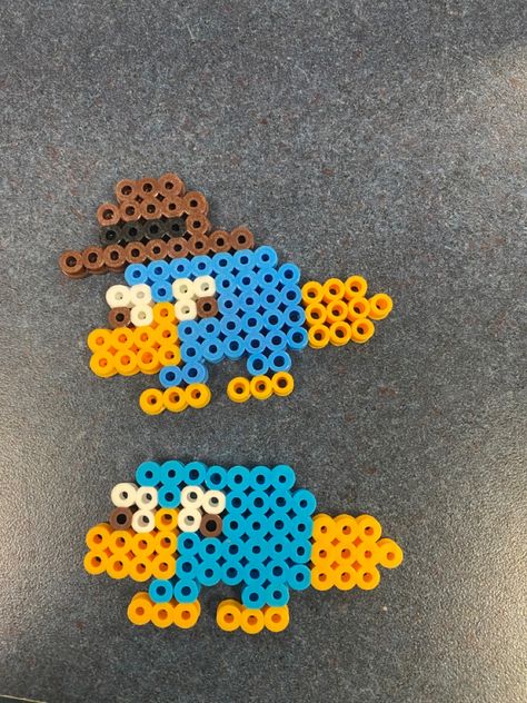 Tawog Perler Beads, Hana Beads Ideas, Perry The Platypus Perler Beads, Perry The Platypus Pixel Art, Cute Perler Bead Patterns Small, Yellow Perler Bead Patterns, Cartoon Perler Bead Patterns, Smiling Friends Perler Bead, Hama Beads Patterns Animals