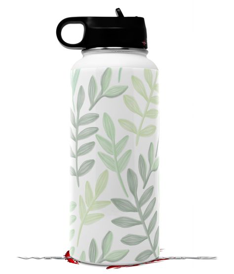 Hydro Flask Green Watercolor leaves | 32oz Bottle | uSkins #hydroflask #hydroflasksticker Hydro Painting, Flask Art, Bottle Watercolor, Custom Hydro Flask, Water Bottle Art, Hydro Flask Bottle, Flask Design, Sublimacion Ideas, Trendy Water Bottles