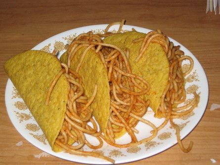 Spaghetti Tacos Recipe Spaghetti Taco, Spaghetti Tacos, Pumpkin Smoothie Recipe, Taco Spaghetti, Pumpkin Pie Mix, Spaghetti Noodles, Taco Stuffed Shells, No Noodle Lasagna, Red Food Coloring