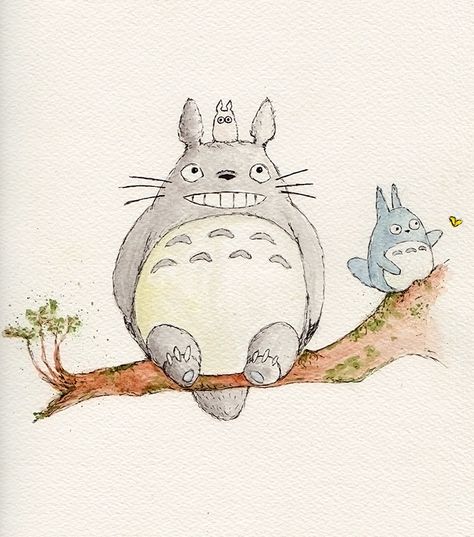 My neighbor Totoro Watercolour. on Behance Totoro Watercolor Paintings, Disney Watercolor Easy, Totoro Watercolor, Disney Watercolour, Japan Ghibli, Ghibli Cosplay, Totoro Drawing, Totoro Art, Miyazaki Hayao