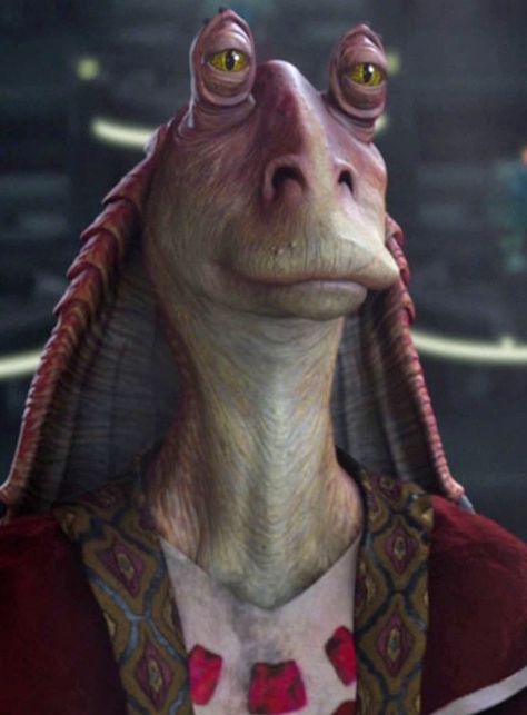 Jar Jar Binks was a Gungan male military commander and politician who played a key role in the Invasion of Naboo and the Clone Wars that culminated in the fall of the Galactic Republic and the rise of the Galactic Empire. Once an outcast from Gungan society due to his clumsy behavior, he regained favor with his people by helping secure an alliance between the Gungan boss Rugor Nass and Queen Padmé Amidala of Naboo, an alliance vital in ending the Trade Federation's invasion of their share... Jar Jar Binks, Hulk Character, Mace Windu, Star Wars Character, Character Types, Fan Theories, Padme Amidala, Galactic Republic, Sith Lord