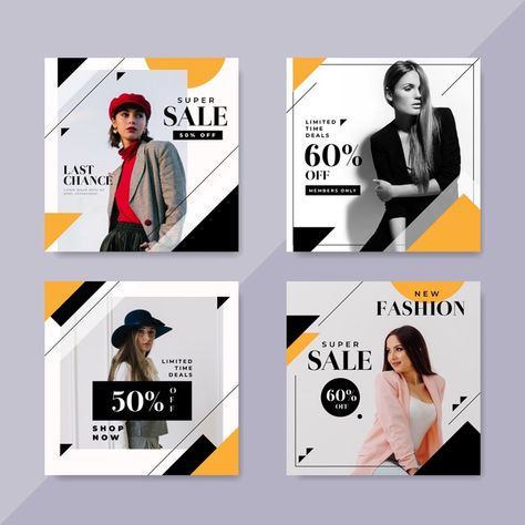 Fashion sale instagram posts with photo ... | Free Vector #Freepik #freevector #abstract #social-media #instagram #shapes Facebook Ads Design, Facebook Post Design, Photo Facebook, Fashion Poster Design, Social Design, Instagram Template Design, 카드 디자인, Social Media Poster, Plakat Design