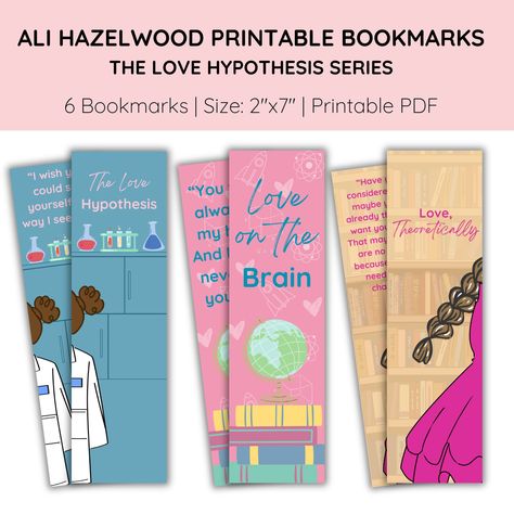 "These bookmarks are perfect for fans of Ali Hazelwood. There is a bookmark for 3 of her books: The Love Hypothesis, Love on the Brain and Love Theoretically. BOOKMARK SIZE: 2\" x 7\" For a longer lasting product, print on card stock and/or laminate. YOU WILL RECEIVE: 1 PDF file IMPORTANT INFO: This is a digital file. There will be NO physical product shipped. Due to the digital nature of this product there will be no refunds.  This is a digital file which can be printed multiple times and double sided if desired.  PDF Format Digital Product No Refunds on Digital Products" Love Theoretically, Quote Bookmarks, Love On The Brain, The Love Hypothesis, Love Hypothesis, Ali Hazelwood, Printable Bookmarks, Book Quote, Book Nerd Problems