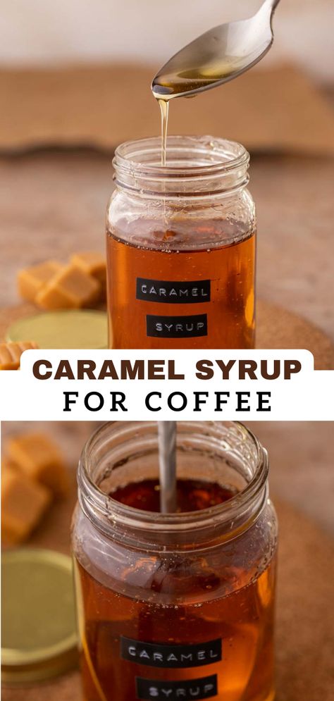 Caramel Syrup For Coffee, Homemade Caramel Syrup, Caramel Drink, Caramel Syrup Recipe, Caramel Coffee Syrup, Syrup For Coffee, Homemade Coffee Syrup, Caramel Drinks, Salted Caramel Coffee