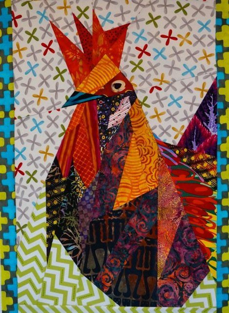 Ruddy Rooster - Ann Shaw - Pattern Chicken Quilts, Bird Quilts, Chicken Quilt, Appliqué Quilts, Paper Pieced Quilt Patterns, Chicken Pattern, Barn Quilt Designs, Quilting Designs Patterns, Bird Quilt