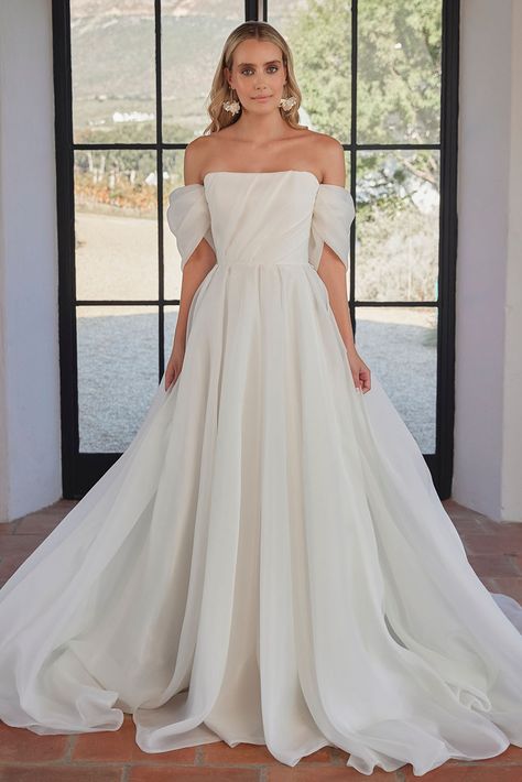 Calypso - Vagabond Bridal - Wedding and Bridal Wear Structured Wedding Dress, Vagabond Bridal, Structured Sleeves, Organza Bridal, Wedding Dress 2024, Wedding Dress With Sleeves, Once Upon A Dream, Contemporary Wedding, Dress With Sleeves