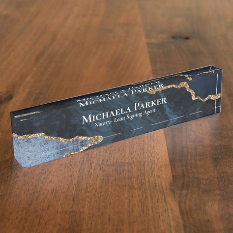 Resin Art Name Plate, Name Plate For Office, Geode Home Decor, Personalized Christmas Gift Ideas, Resin Desk, Office Name Plate, Business Accessories, Black And Gold Marble, Resin Crafts Tutorial