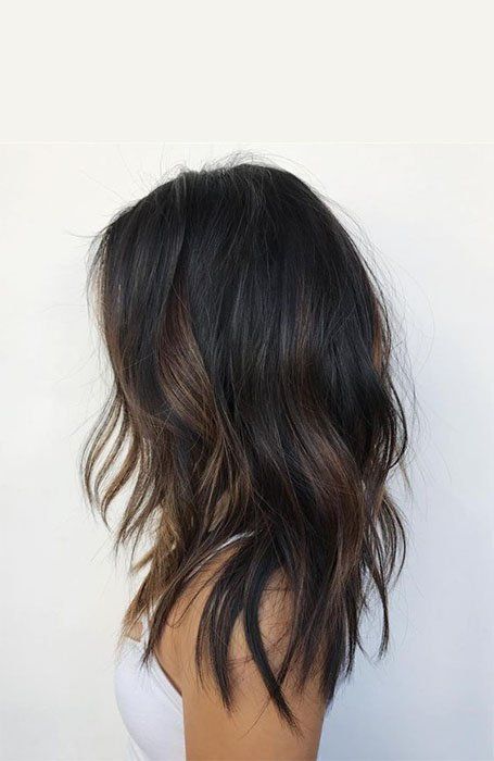 Brunette Hair Color With Highlights, Partial Balayage, Black Hair Balayage, Fesyen Rambut, Hair With Highlights, Balayage Hair Dark, Black Hair With Highlights, Brown Hair Balayage, Short Hair Balayage