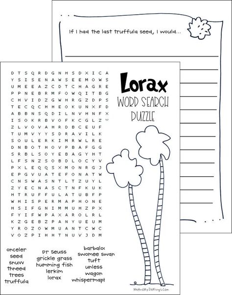 The Lorax Printables, Lorax Activities For Kids, Lorax Printables Free, Lorax Activities, Lorax Craft, The Lorax Activities, Lorax Trees, Dr Seuss Lorax, Truffula Tree