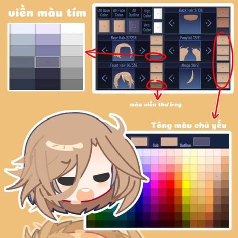 Gacha Club Makeup, Hair Ideas Gacha, Gacha Club Hair Ideas, Gacha Club Hair, Gacha Custom Poses Couple, Gacha Hacks, Chibi Body, Hex Color Palette, Brush Drawing