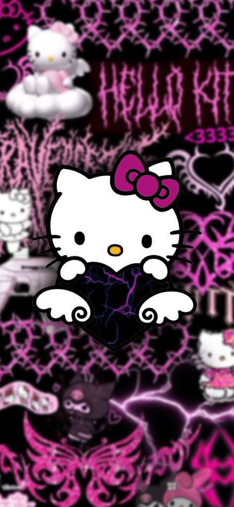 Hello Kitty Wallpaper Black, Pfp Gangsta, Gangsta Hello Kitty, Purple Mustang, Hello Kitty Painting, Hello Kitty Tattoo, Leopard Print Wallpaper, Kitty Tattoo, Kitty Painting