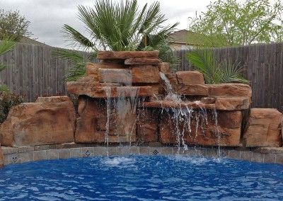 4 Ft Double - Swimming Pool Waterfall Kit - RicoRock®, Inc. Waterfall Designs, Waterfall Landscaping, Swimming Pool Waterfall, Artificial Rocks, Building A Swimming Pool, Pool Kits, Faux Rock, Rock Waterfall, Pool Water Features