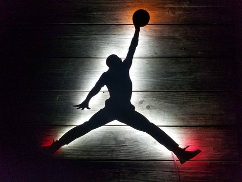 Michael Jordan Jumpman Wall Art Back Lit Sign MJ 1 Jump Man | Etsy Australia Big Shoe Box, Michael Jordan Jumpman, Jordan Wallpaper, Logo Batman, Basketball Room, Batman Dark Knight, Painted Nikes, Backlit Signs, Jordan Logo