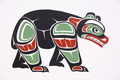 The indian bear is on the jewelry that the Spokane indians wore. It symbolizes physical strength and leadership. Tatouage Haida, Indigenous Tattoo, Northwest Pacific, Haida Tattoo, Canadian Aboriginal Art, Pets Wallpaper, Native American Totem, Native Artwork, Bear Artwork