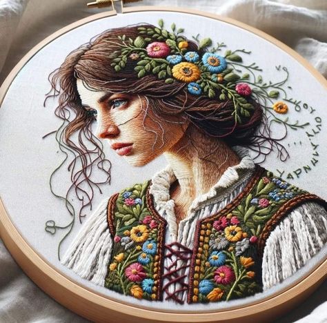 In Love With Life, Portrait Embroidery, Aspects Of Life, Cute Sewing Projects, Diy Embroidery Designs, Birds Nature, Beauty Art Drawings, Punch Needle Embroidery, Thread Painting