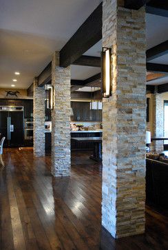 Stone Columns Interior, Interior Columns Ideas, Pillar In Living Room, Pillar Design Interior, Indoor Columns, Interior Pillars, Columns Interior, Column Ideas, Columns Decor