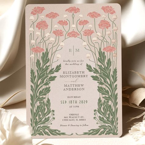 $4.2 | Pink Vintage Floral Wedding Rose Gold - art nouveau wedding invitations, art deco wedding invitations, vintage floral wedding invitations, rose gold foil wedding invites, olive green wedding stationery, 1920s inspired wedding cards, floral art deco invites, rose gold plum invitations, pink wedding invitations, blush wedding invitations Rose Gold Foil Invitations, Art Nouveau Wedding Invitation, Vintage Floral Wedding Invitations, Vintage Floral Wedding, Wedding Rose Gold, Pink Green Wedding, Deco Wedding Invitations, Invitations Pink, Nouveau Wedding