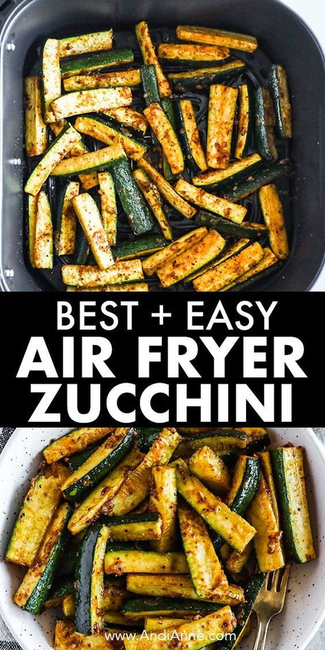 Air fryer zucchini is so easy to make! I like to cook with a bit of fresh grated parmesan cheese for extra flavor. This makes a great side dish for almost any recipe. Best Zucchini Recipes Air Fryer, Air Fryer Zucchini Slices, Zucchini Squash Recipes Air Fryer, Air Fryer Zucchini Spears, Air Fry Zuchinis Recipe, Air Fried Squash And Zucchini, Zucchini Spears Air Fryer, Air Fryer Zucchini Fries No Breading, Zuccini Sides Dishes Air Fryer Keto