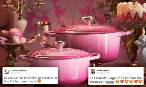 Le Creuset has launched a millennial pink cookware set La Crueset, Rustic Basement Bar, Colonial Kitchen Remodel, Condo Kitchen Remodel, Vintage Kitchen Remodel, Apartment Kitchen Ideas, Kitchen Remodel Plans, Ikea Kitchen Remodel, Pink Dishes