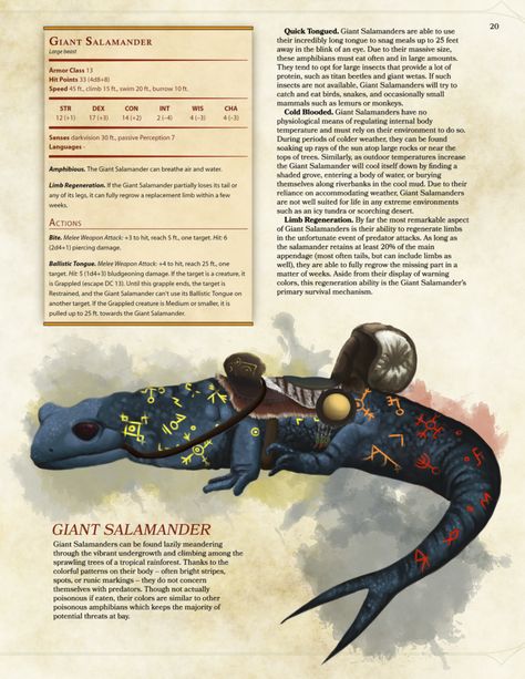 Salamander Monster, Giant Salamander, Dnd Creatures, Dnd Stats, Dnd Character Sheet, Campaign Ideas, Dnd Ideas, Dungeons And Dragons Classes, D D Monsters