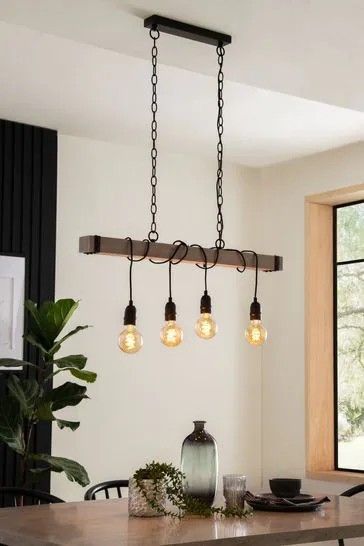 Industrial Dining Room Lighting, Andrew Reynolds, Lights Over Dining Table, Hanging Light Bulbs, Studio Vibes, Industrial Kitchen Lighting, Linear Light, Dining Table Lighting, Flat Decor