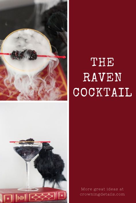 Our "Raven" cocktail is spooky and perfect for Halloween parties! Download the recipe on the blog!  #halloweencocktail #spookycocktail #dryice #theraven #ravencocktail #halloweendrinks #darkandmoody Raven Cocktail, Spooky Cocktails, Apple Cocktail, Recipe For Teens, Halloween Cocktail, Edible Pearls, Black Raven, Halloween Cocktails, Scary Costumes