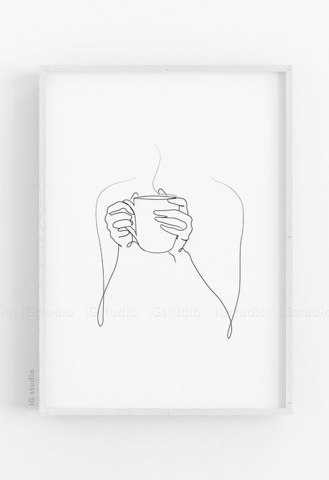 Hand Poster, Line Drawing Wall Art, Drawing Wall Art, Poster Coffee, Minimal Kitchen, Drawing Wall, Single Line Drawing, One Line Art, Art Minimaliste