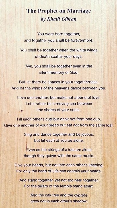 On Marriage Kahlil Gibran, Do Not Love Half Lovers Khalil Gibran, Khalil Gibran Poems, Kahlil Gibran Quotes Love, Kahlil Gibran On Marriage, Marriage Poetry, Marriage Hacks, The Prophet Kahlil Gibran, Marriage Anniversary Quotes