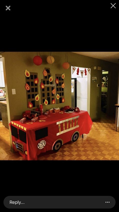 4th Birthday Party For Boys, Fireman Party, Firetruck Birthday Party, Fireman Birthday, Fire Truck Party, Firefighter Party, Firefighter Birthday, Twin First Birthday, Firetruck Birthday