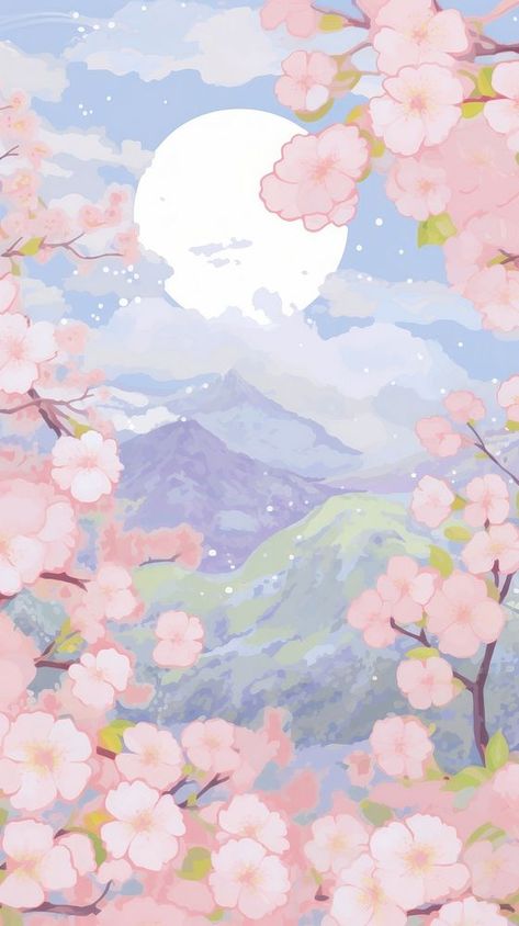 Japan anime cherry blossom art painting outdoors. | premium image by rawpixel.com / Teddy Cherry Blossom Art Wallpaper, Japan Wallpaper Iphone, Cherry Iphone Wallpaper, Iphone Wallpaper Japan, Anime Cherry Blossom, Japan Wallpaper, Pastel Backgrounds, Cherry Blossom Wallpaper, Cherry Blossom Japan