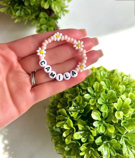 Baby Beaded Bracelet, Sunflower Bracelet, Toddler Bracelet, Kids Bracelet, Clay Bead Necklace, Girl Bracelet, Bracelets Handmade Diy, Daisy Bracelet