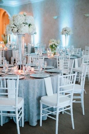 Wedding Centerpieces Elegant, White And Blue Wedding, Sky Blue Weddings, Blue Wedding Centerpieces, Blue Wedding Decorations, Elegant Wedding Centerpiece, Tall Wedding Centerpieces, Elegant Chair, Turquoise Wedding