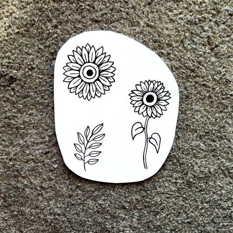 Stick And Poke Sunflower, Sunflower Stick And Poke, Sunflower Flash Tattoo, Stick N Poke, Handpoke Tattoo, London Tattoo, Hand Poked Tattoo, Hand Poke, Stick And Poke