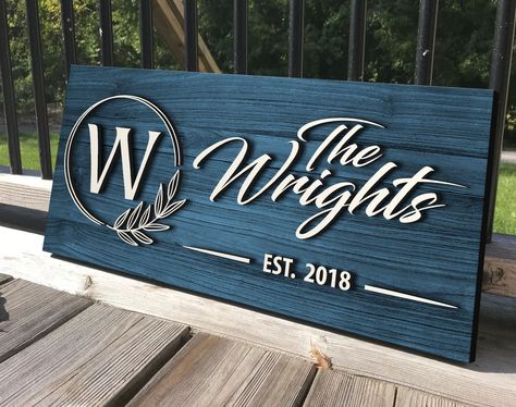 Last Name Established Sign, Name Established Sign, Name Plates For Home, Established Family Signs, Family Wood Signs, Wooden Wedding Signs, Anniversary Sign, Established Sign, Custom Wooden Signs