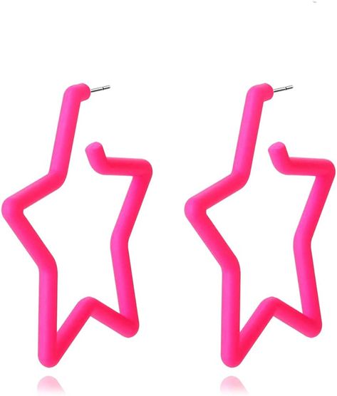 Amazon.com: Colorful Hoop Star Earrings Geometric Hoop Earrings Bright Fluorescence star hoop earings for women girls (star Rose red): Clothing, Shoes & Jewelry Nicki Minaj Costume, 80s Style Outfits, X Men Costumes, 80s Accessories, 80s Earrings, Red Clothing, Geometric Hoop Earrings, Mermaid Outfit, Big Hoop Earrings