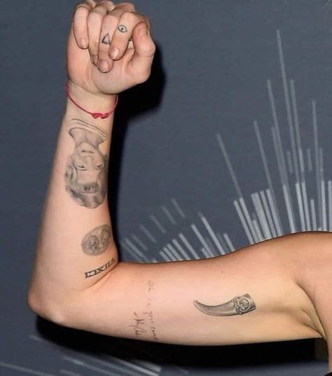 Miley Tattoos, Miley Cyrus Tattoos, Prism Tattoo, Tooth Tattoo, Matching Tats, Harry Styles Tattoos, Inner Arm Tattoo, Bicep Tattoo, Tattoo Collection