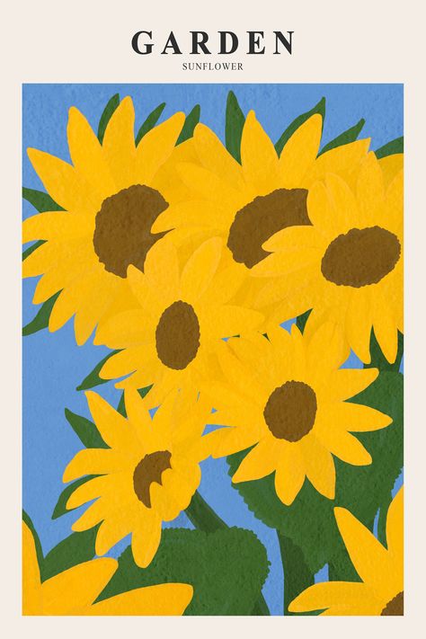 Vintage Floral Wall Art, Wall Art Yellow, Printable Wall Art Vintage, Sunflower Wall Art, Simple Wall Art, Botanical Wall Decor, Art Yellow, Sunflower Art, Floral Printables