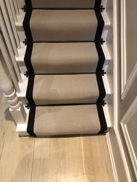 Carpet Runner Installed In Fitzrovia | The Flooring Group Roger Oates, Install Carpet, Black Stairs, Stair Rods, Runner Carpet, Simple Luxury, Herringbone Design, Carpet Installation, Kitchen Utilities