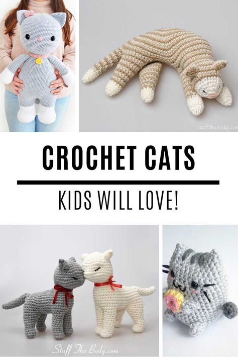 Oh my goodness these crochet cats amigurumi patterns are just the CUTEST things! Beginners Amigurumi, Crochet Cats, Crochet Cat Toys, Cat Patterns, Crochet Cat Pattern, Cat Amigurumi, Amigurumi Animals, Trendy Sewing, Learn How To Crochet