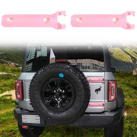 PRICES MAY VARY. FITMENT: For Bronco tailgate hinge cover pink decoration accessories compatible with Ford Bronco accessories 2021 2022 2023 2024 2 Door & 4 Door, Not for Sport HIGH-VALUE DESIGN: The easiest, money-saving, and practical way to decorate the exterior of your car, For Bronco tailgate exterior decoration accessories can break the OEM color to give you a different look. It prevents branches, fingernails, keys scratches and etc SUPERIOR MATERIAL: Premium grade automotive ABS plastic, Bronco Sport Accessories, Ford Bronco Accessories, Bronco Accessories, Exterior Decoration, Bronco Sports, Pink Decor, Decoration Accessories, Exterior Decor, Sports Accessories