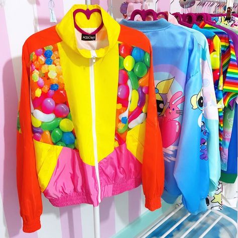 Grumpy Bunny on Instagram: “NEW ARRIVAL!!! ACDC RAG Pop Candy jacket. 45.00 GBP. Will fit a UK 12-18. 🌈💖❤️🧡💛💚💙💜💖🌈 . . www.grumpybunny.com . .  WE SHIP WORLDWIDE!!…” Acdc Rag Harajuku, Decora Clothes, Esther Loves You, Grumpy Bunny, Acdc Rag, Rainbow Fashion, Pastel Fashion, Harajuku Fashion, Dear Santa