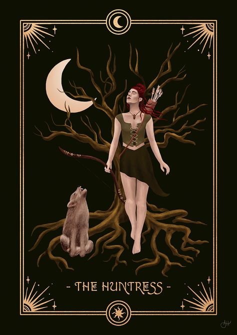 The Huntress Archetype, 7 Feminine Archetypes, Huntress Archetype, Feminine Yoga, Feminine Archetypes, Jungian Psychology, The Huntress, Ancient Mythology, Spiritual Artwork