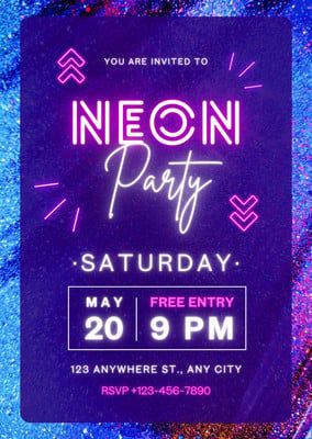 Purple And Pink Vibrant Neon Party Virtual Invitation - Templates by Canva Neon Party Invitations, Virtual Invitations, Photo Collage Maker, Collage Background, Collaborative Learning, Neon Party, Learning Management System, Flyer Maker, Printing Business Cards