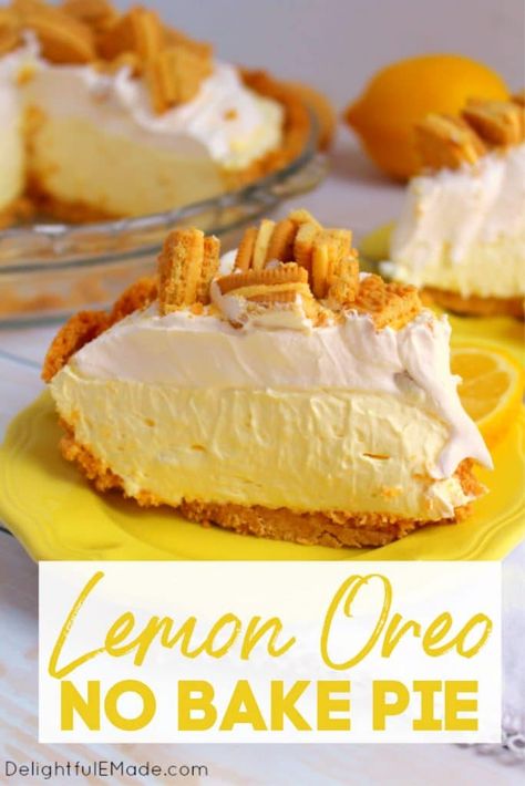 Strawberry Cream Pie Recipe, Lemon Oreos, Lemon Oreo, No Bake Lemon Pie, Lemon Icebox Pie, Lemon Pie Recipe, Strawberry Cream Pies, Lemon Cream Pies, Coconut Cream Pie Recipes