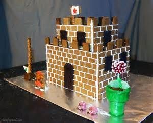 Yahoo Search Nerdy Gingerbread House, Mario Gingerbread House, Gingerbread Castle Template, 50 Party Ideas, Super Mario Castle, Castle Gingerbread House, Mario Castle, Castle Template, Gingerbread House Tutorial