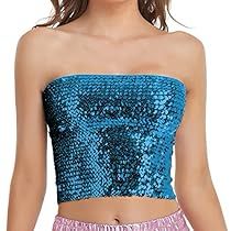 Mardi Gras Party Outfit, Tops For Party, Mermaid Crop Top, Glitter Tank Top, Mermaid Tank Top, Sequin Vest, Night Out Tops, Sequin Crop Top, Tube Tops